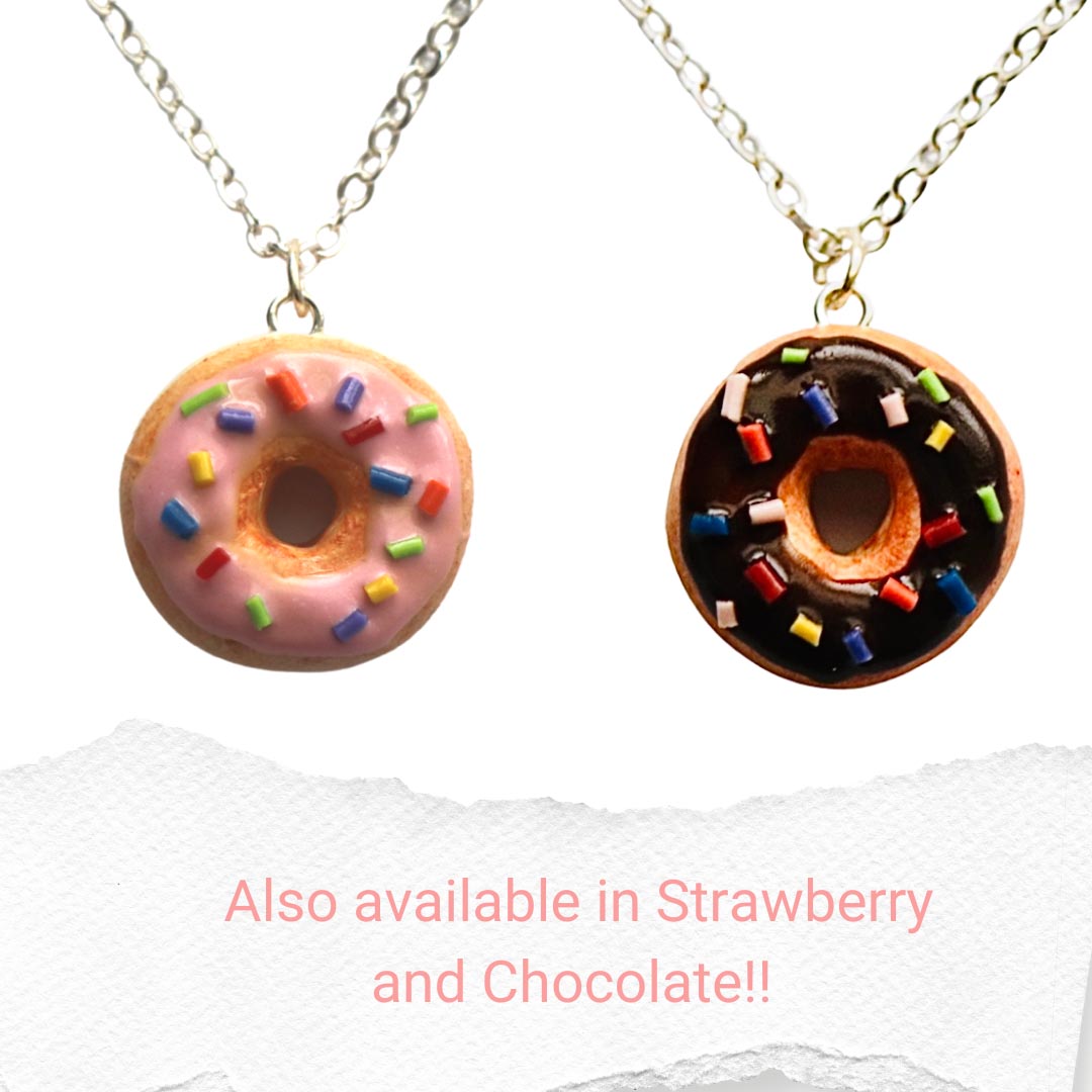 Donut Necklace - Strawberry or Chocolate
